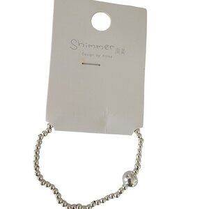 Shimmer Silver Single Ball Round Link Bracelet